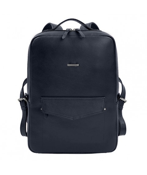 Leather city backpack with zipper Cooper maxi blue