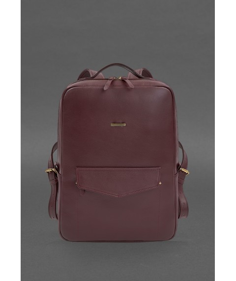 Leather city backpack with zipper Cooper maxi burgundy