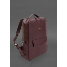 Leather city backpack with zipper Cooper maxi burgundy