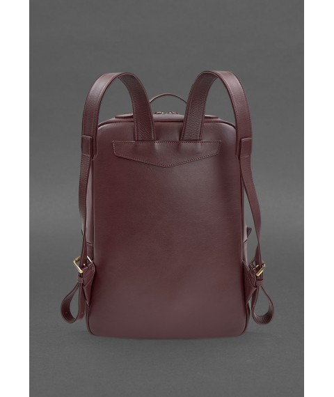Leather city backpack with zipper Cooper maxi burgundy