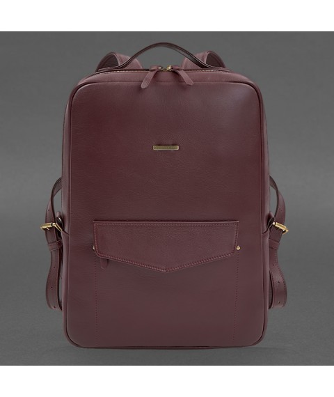 Leather city backpack with zipper Cooper maxi burgundy