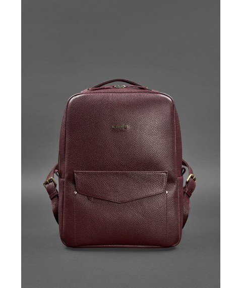 Leather women's urban backpack with zipper Cooper Marsala Flotar