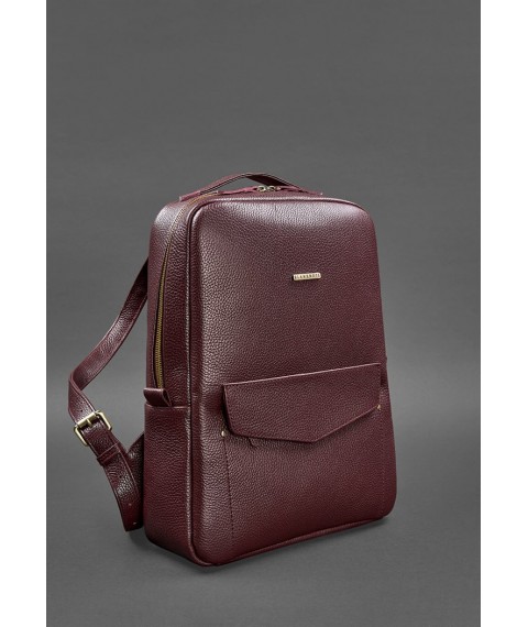 Leather women's urban backpack with zipper Cooper Marsala Flotar