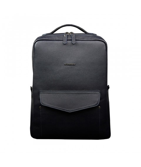 Leather urban women's backpack with zipper Cooper dark blue