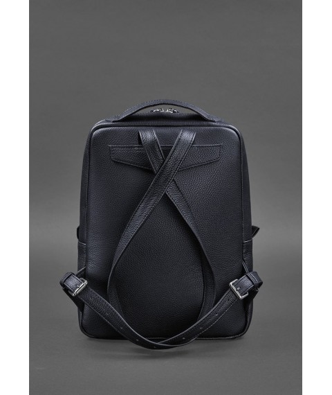 Leather urban women's backpack with zipper Cooper dark blue flotar