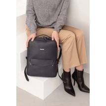 Leather urban women's backpack with zipper Cooper dark blue flotar