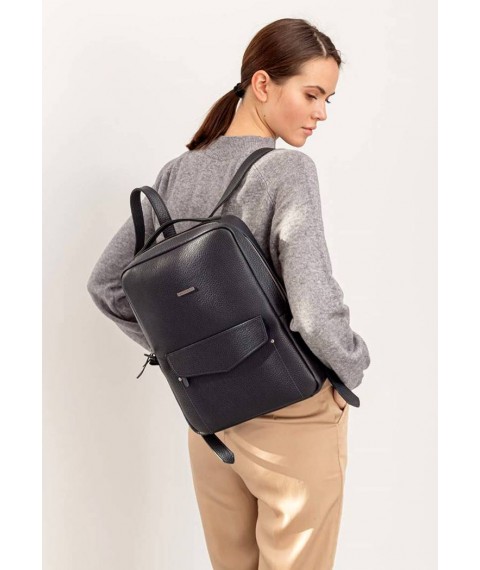 Leather urban women's backpack with zipper Cooper dark blue flotar