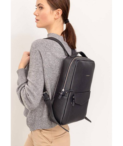 Leather urban women's backpack with zipper Cooper dark blue flotar