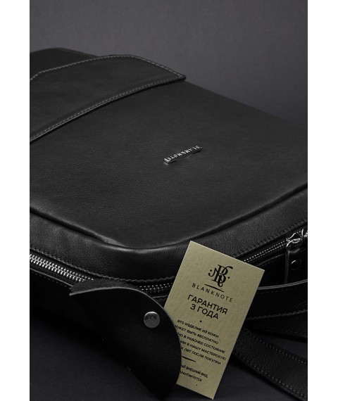 Leather women's urban backpack with zipper Cooper black