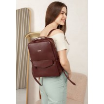Leather urban women's backpack with zipper Cooper burgundy