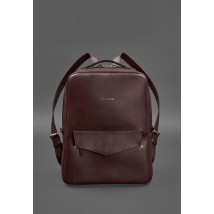 Leather urban women's backpack with zipper Cooper burgundy
