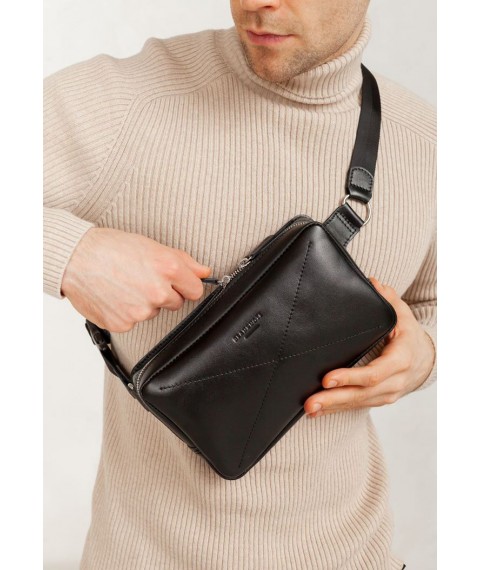 Men's leather waist bag Dropbag Maxi black Krast
