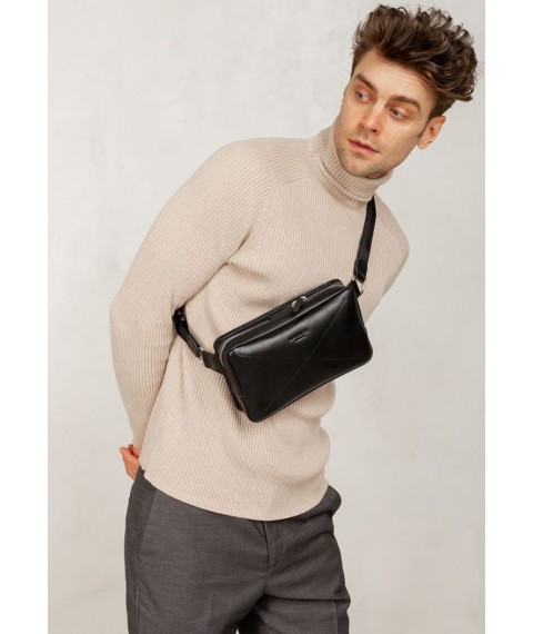 Men's leather waist bag Dropbag Maxi black Krast