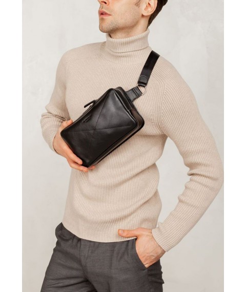 Men's leather waist bag Dropbag Maxi black Krast