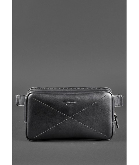 Men's leather waist bag Dropbag Maxi black Krast