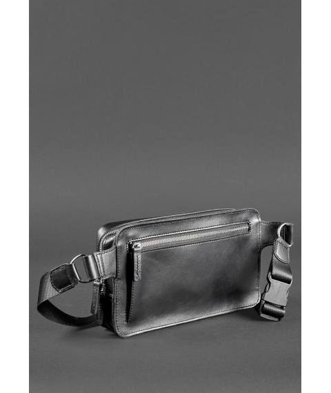 Men's leather waist bag Dropbag Maxi black Krast