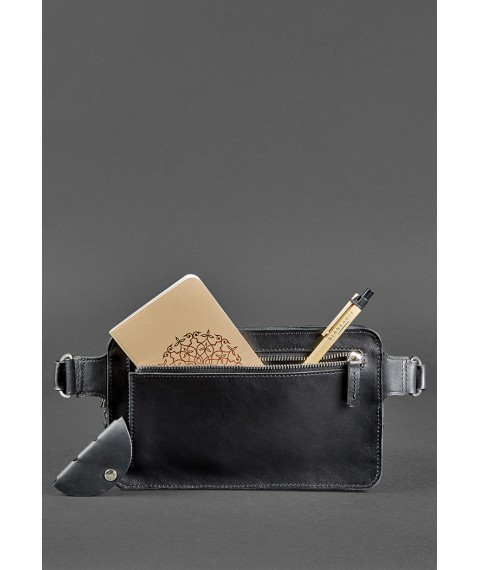 Men's leather waist bag Dropbag Maxi black Krast