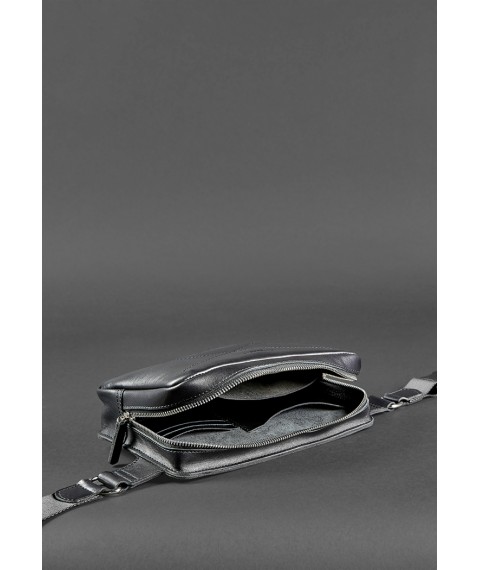 Men's leather waist bag Dropbag Maxi black Krast