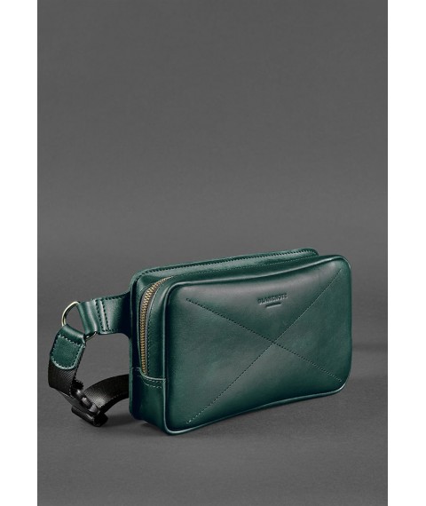 Кожаная поясная сумка Dropbag Maxi зеленая краст