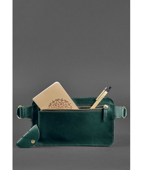Leather belt bag Dropbag Maxi green crust