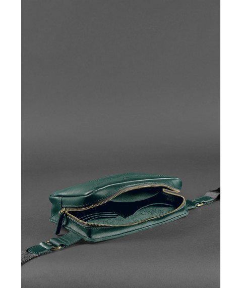 Шкіряна поясна сумка Dropbag Maxi зелена Krast