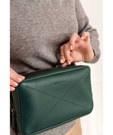 Кожаная поясная сумка Dropbag Maxi зеленая краст
