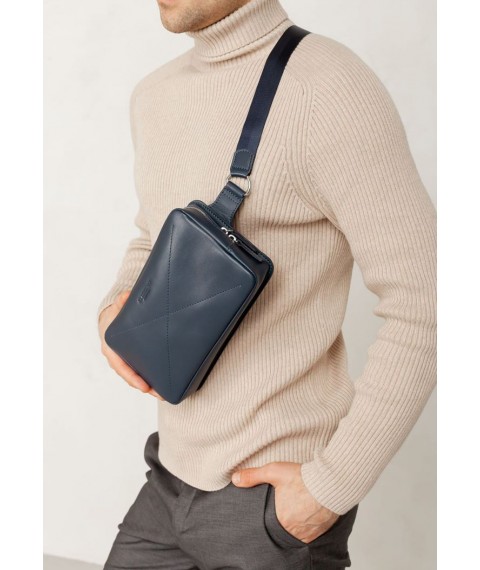 Leather Dropbag Maxi waist bag dark blue