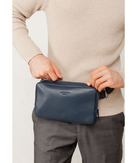 Leather Dropbag Maxi waist bag dark blue