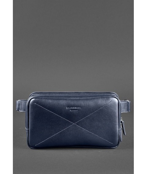 Leather Dropbag Maxi waist bag dark blue