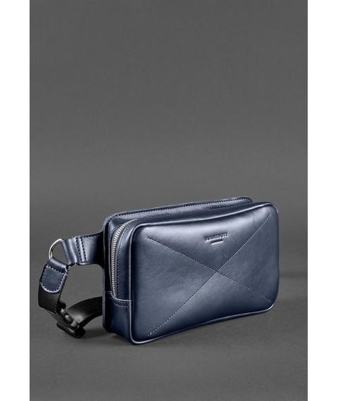 Leather Dropbag Maxi waist bag dark blue