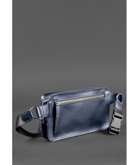 Leather Dropbag Maxi waist bag dark blue