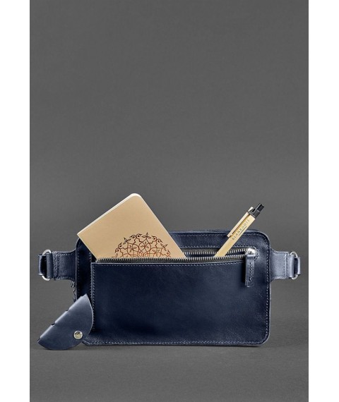 Leather Dropbag Maxi waist bag dark blue