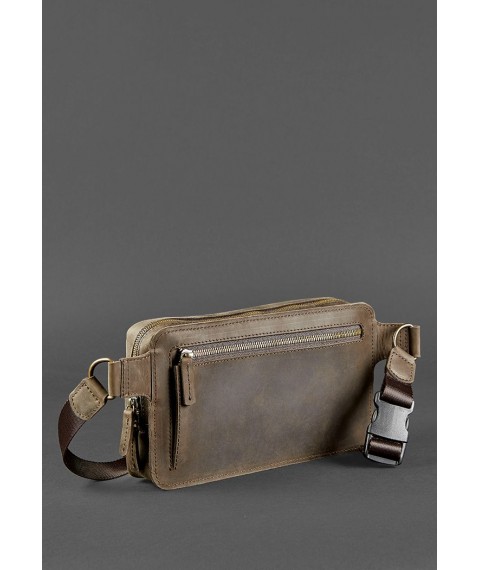Leather belt bag Dropbag Maxi dark brown Crazy Horse