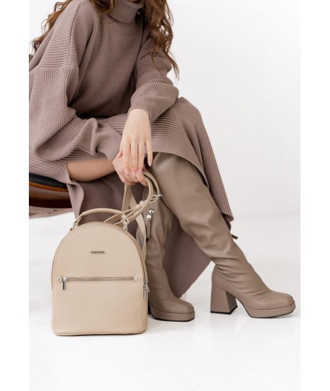 Кожаный женский мини-рюкзак Kylie светло-бежевый