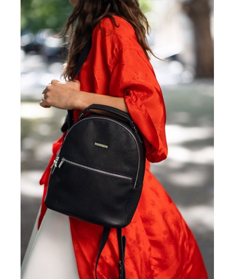 Kylie women's leather mini backpack black
