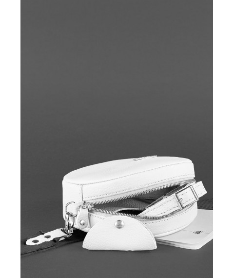 Кругла жіноча шкіряна сумочка Tablet біла