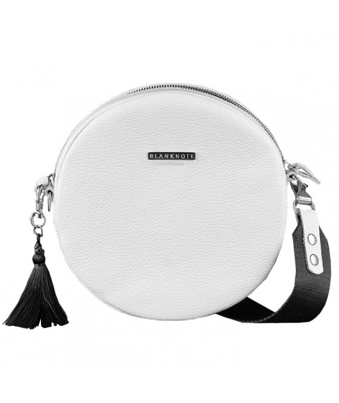 Round leather women's handbag Tablet white
