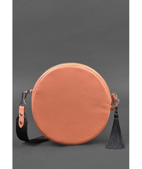 Кругла жіноча шкіряна сумочка Tablet коралова
