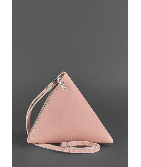 Leather women's bag-cosmetic bag Pyramid pink