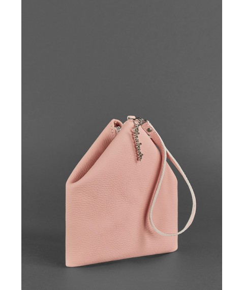 Leather women's bag-cosmetic bag Pyramid pink