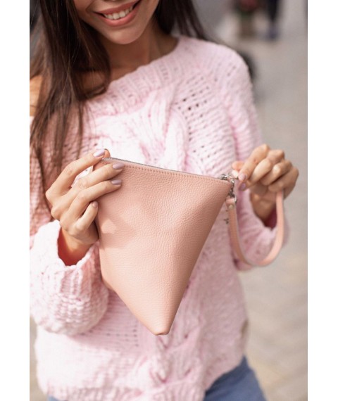 Leather women's bag-cosmetic bag Pyramid pink
