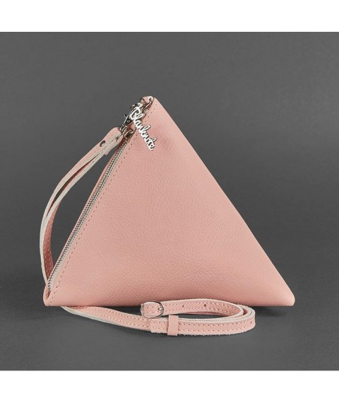 Leather women's bag-cosmetic bag Pyramid pink