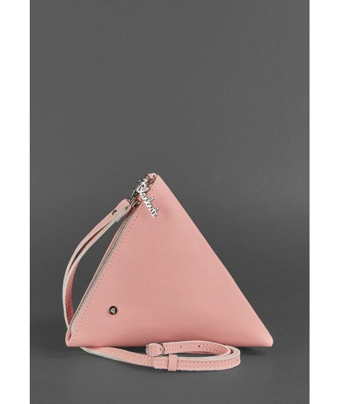 Кожаная женская сумка-косметичка Пирамида розовая