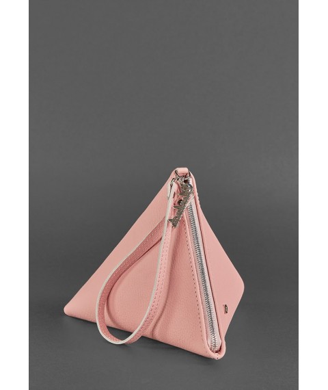 Шкіряна жіноча сумка-косметичка Піраміда рожева