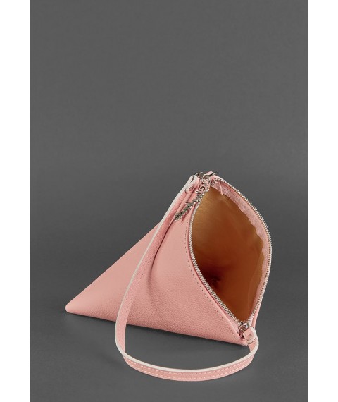 Шкіряна жіноча сумка-косметичка Піраміда рожева