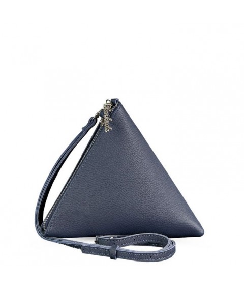 Leather women's bag-cosmetic bag Pyramid blue
