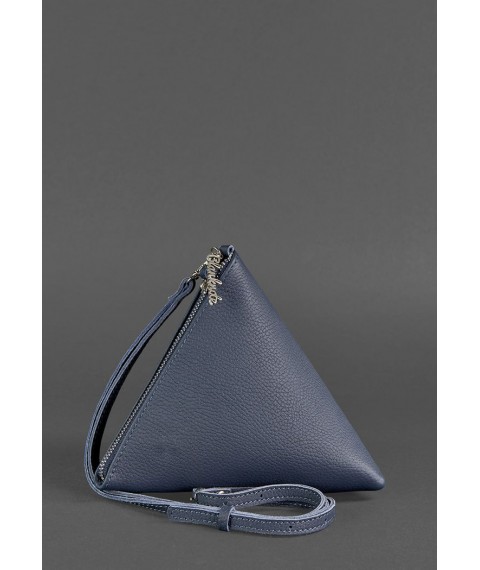 Leather women's bag-cosmetic bag Pyramid blue