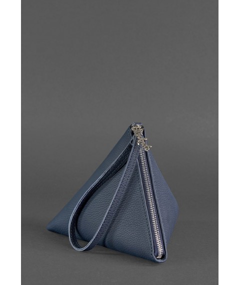 Leather women's bag-cosmetic bag Pyramid blue