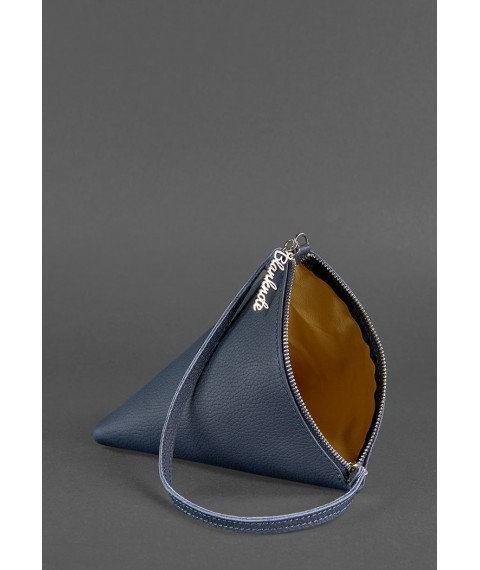Leather women's bag-cosmetic bag Pyramid blue