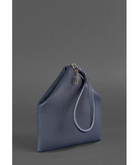 Leather women's bag-cosmetic bag Pyramid blue